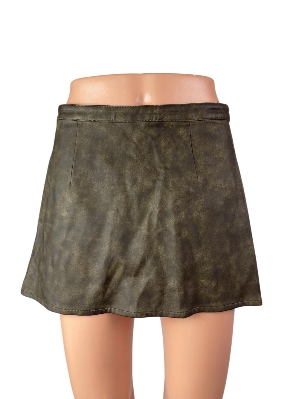 NEW With Jean Dakota Faux Vegan Leather Low Rise Mini Flare A-Line Skirt Size XL